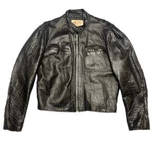 Vintage Excelled Cafe Racer Leather Jacket Men's 46 Motorcycle Biker USA
